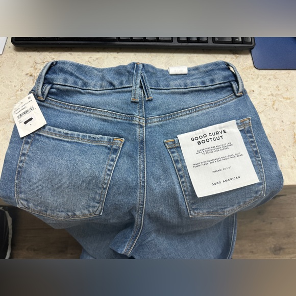 Good American size 6 / 28 Good Curve Bootcut Flare distressed jeans NWT - Picture 5 of 7